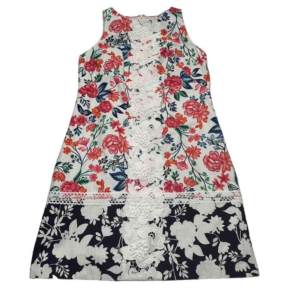 Eliza J Womens Floral Lace Sleeveless‎ Shift Dress Size 6 Cottagecore Feminine - Picture 4 of 9